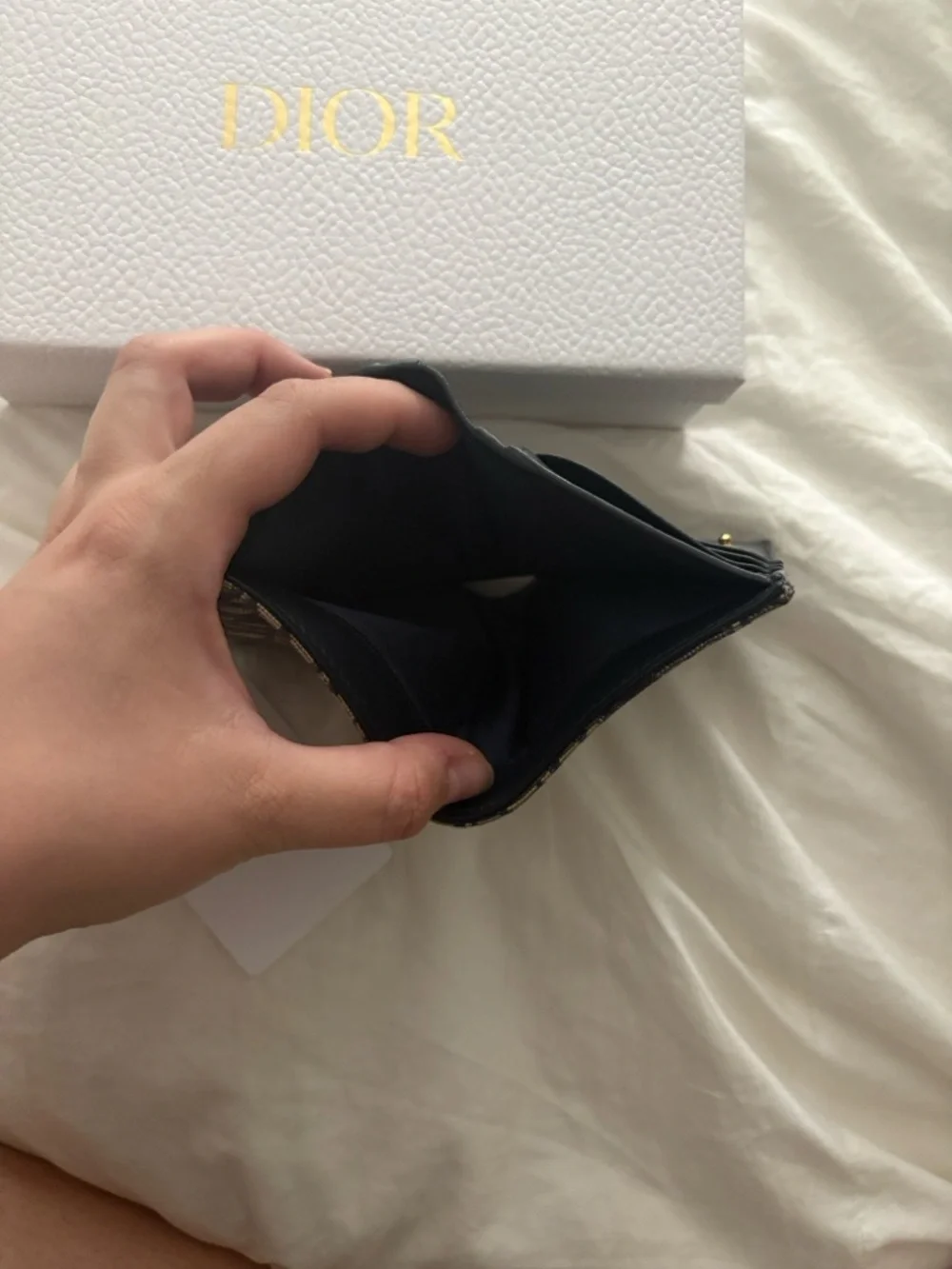 Dior CD Oblique Bifold Wallet in Navy and Beige